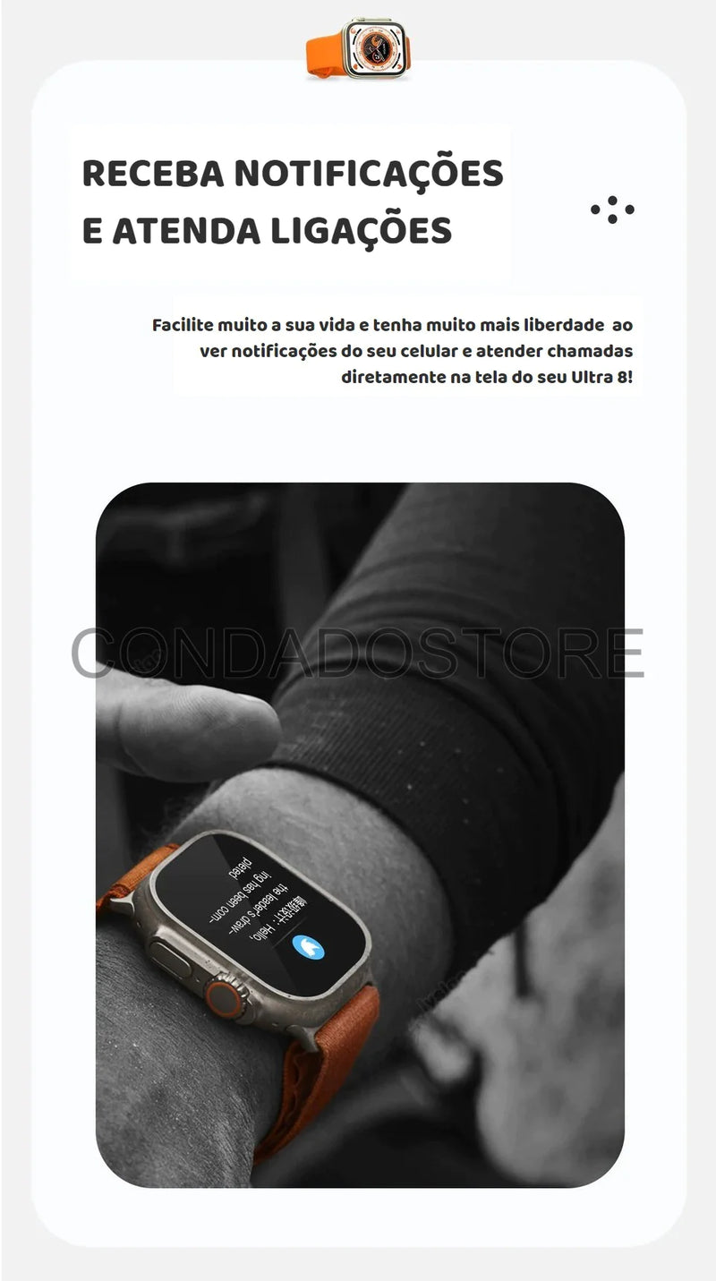 Relógio inteligente 8 ultra 49 mm Novo no relógio inteligente 8 ultra masculino feminino SmartWatch 2022 Bluetooth Chamada Relógio à prova d'água 8 cargas sem fio